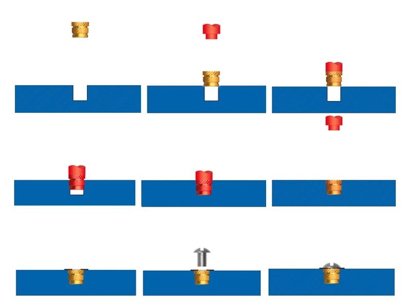 M5 Stainless Steel 303 316L Threaded Insert Heat Staking, Brass Inserts for Plastic Injection